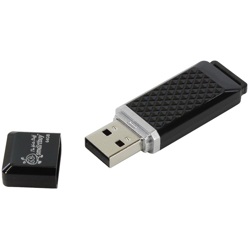 Память Smart Buy "Quartz"  64GB, USB 2.0 Flash Drive, черный, 260250