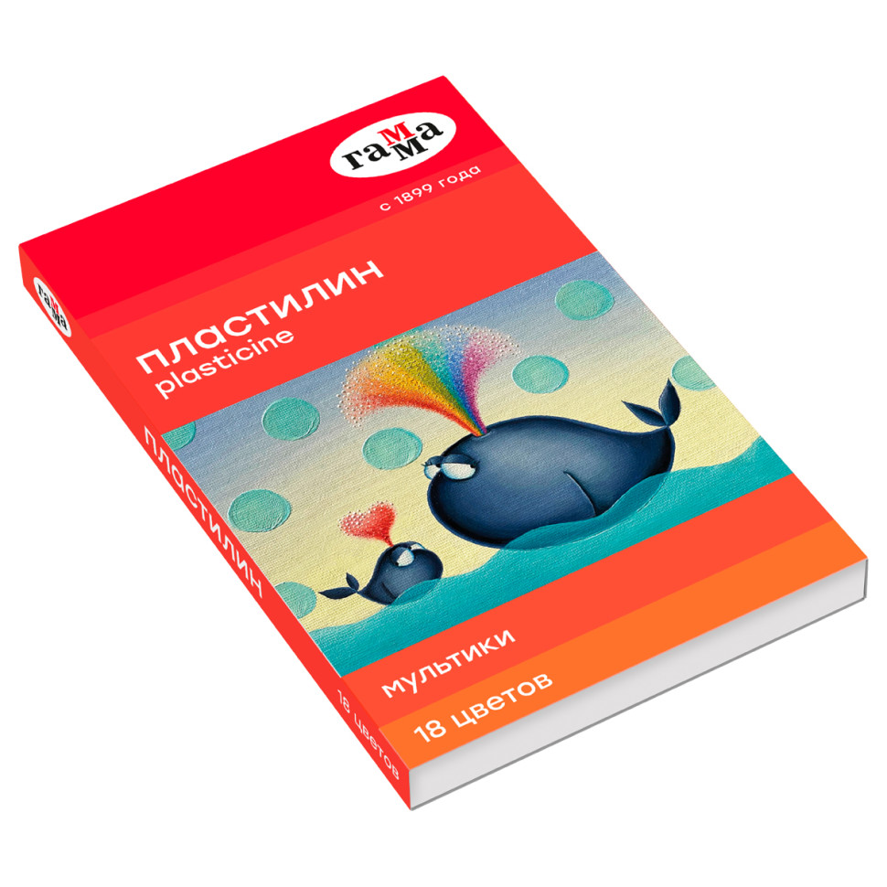 Пластилин Гамма "Мультики", 18 цветов, 360г, со стеком, картон. упаковка, 262528