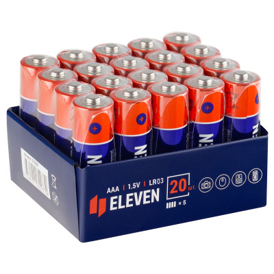 Батарейка Eleven AAA (LR03) алкалиновая, OS20, 20 штук, 376039