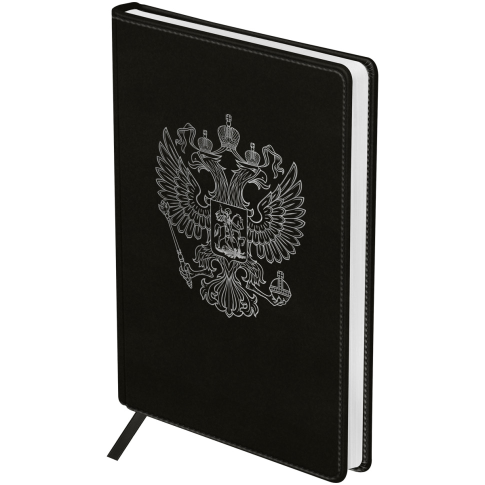 Ежедневник недатированный, А5, 160л., твердый переплет, кожзам, BG "Орел", черный, 369602