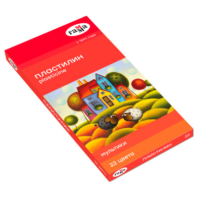 Пластилин Гамма "Мультики", 22 цвета, 440г, со стеком, картон. упаковка, 281986