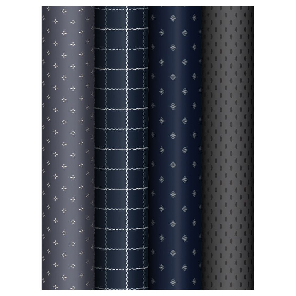 Упаковочная бумага глянц. 70*100см, MESHU "Dark", 80г/м2, ассорти 4 дизайна, 383302