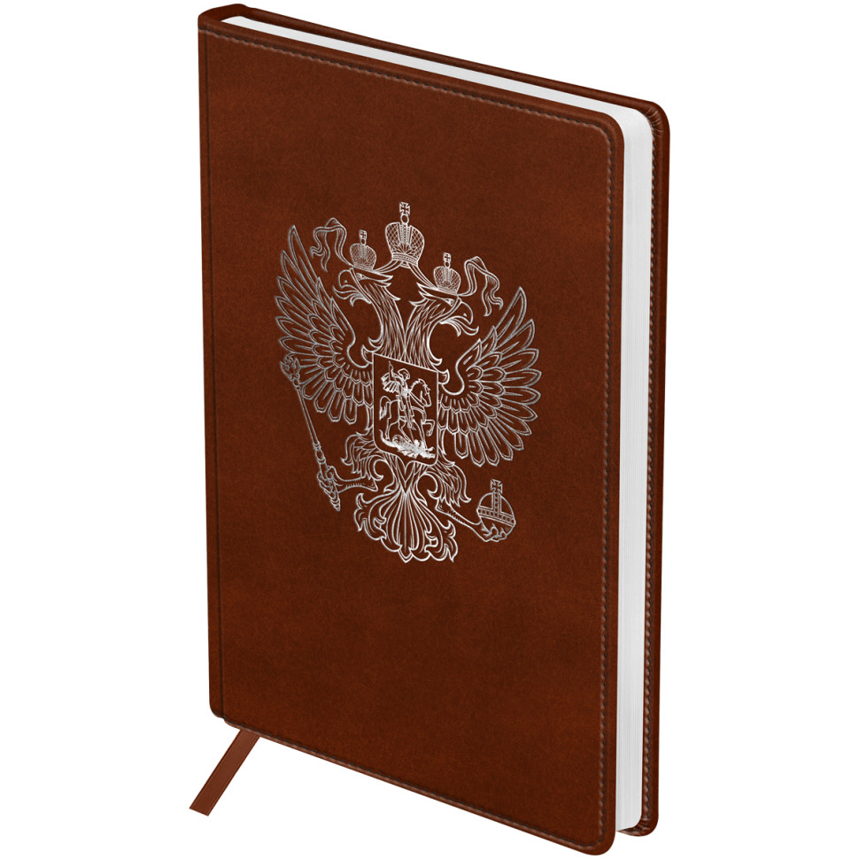 Ежедневник недатированный, А5, 160л., твердый переплет, кожзам, BG "Орел", коричневый, 369603