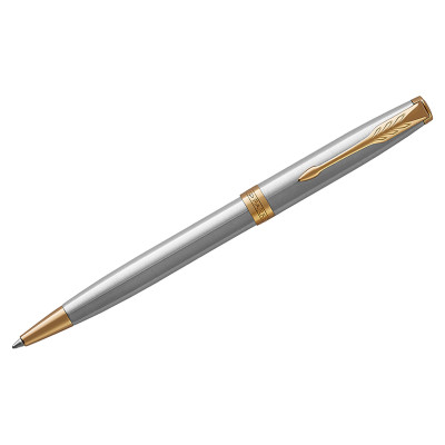 Ручка шариковая Parker "Sonnet Stainless Steel GT" черная, 1,0мм, поворот., подарочная упаковка, 240061