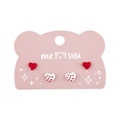 Серьги MESHU "Hearts", бижутерия, 2 пары, европодвес, 3 штук, 369274
