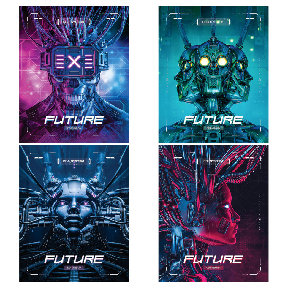 Тетрадь 60л., А5, клетка на гребне BG "Future", матовая ламинация, тиснение фольгой, 8 штук,  346526
