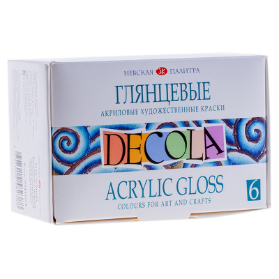 Краски акриловые Decola, 06 цветов, глянцевые, 20мл, картон, 390589