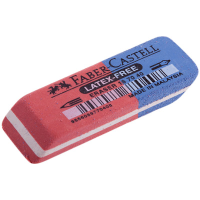 Ластик Faber-Castell "Latex Free", скошенный, комбинированный, синтетический каучук, 56*20*7мм, 286058