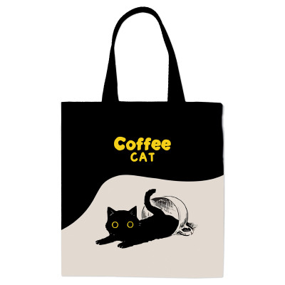 Сумка-шоппер MESHU "Coffee Cat", 33*40см, канвас, с карманом, 367763