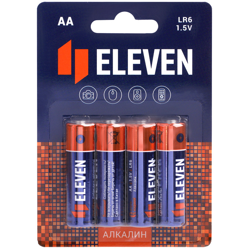 Батарейка Eleven AA (LR6) алкалиновая, BC4, 24 штук, 301748