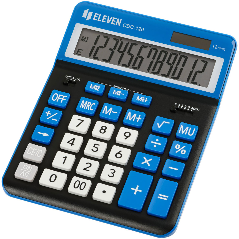 Калькулятор настольный Eleven CDC-120-BK/NV, 12 разрядов, двойное питание, 155*206*38мм, черный/темно-синий, 365643