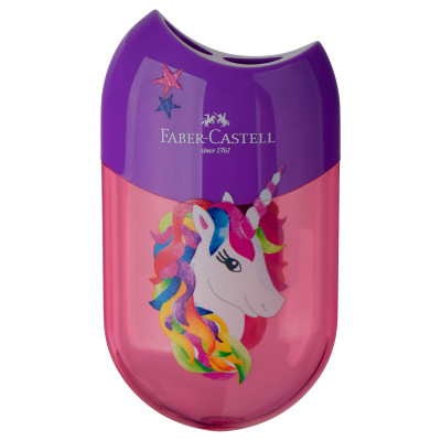 Точилка пластиковая Faber-Castell "Unicorn" 2 отверстия, контейнер, 10 штук, 386607