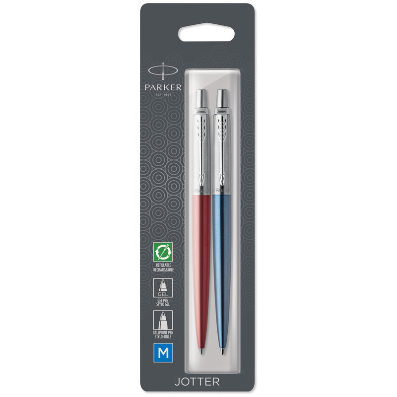 Набор Parker "Jotter London": шар. ручка Red + гел. ручка Blue, 1,0мм, кнопочн., блистер, 347616