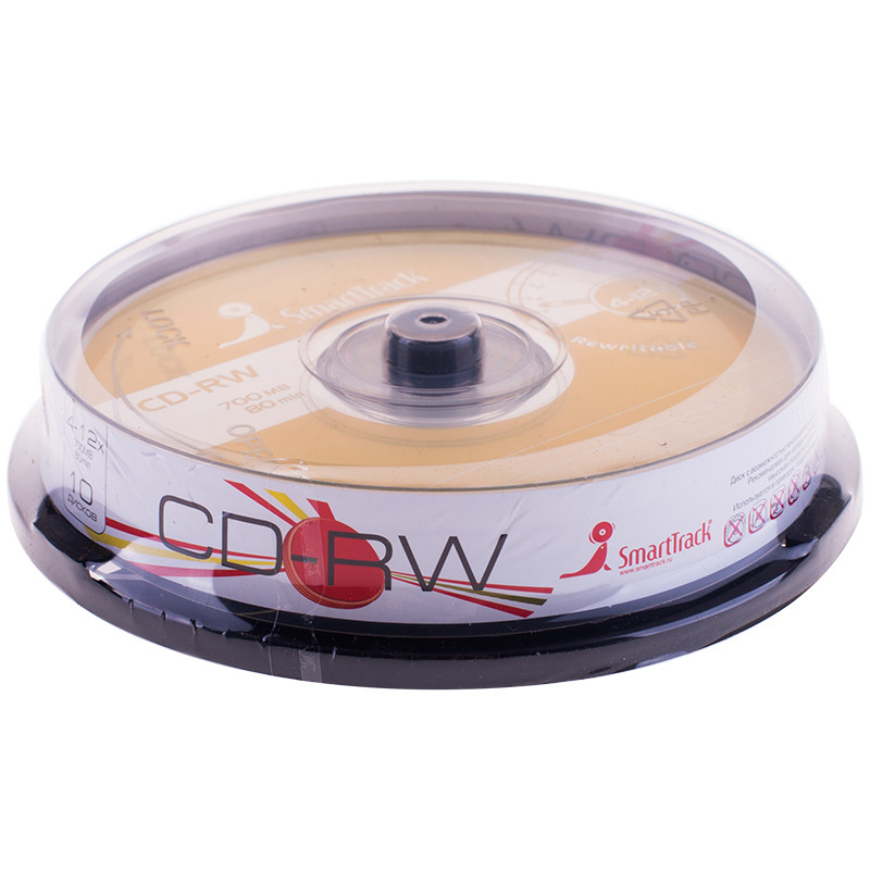 Диск CD-RW 700Mb Smart Track 4-12x Cake Box (10шт), 092383