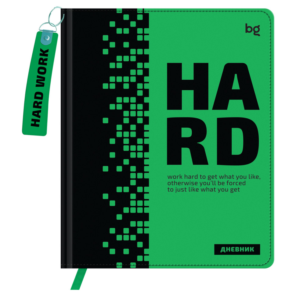 Дневник 1-11 кл. 48л. (твердый) BG "Hard. Green", иск. кожа, печать, брелок, ляссе, 376669