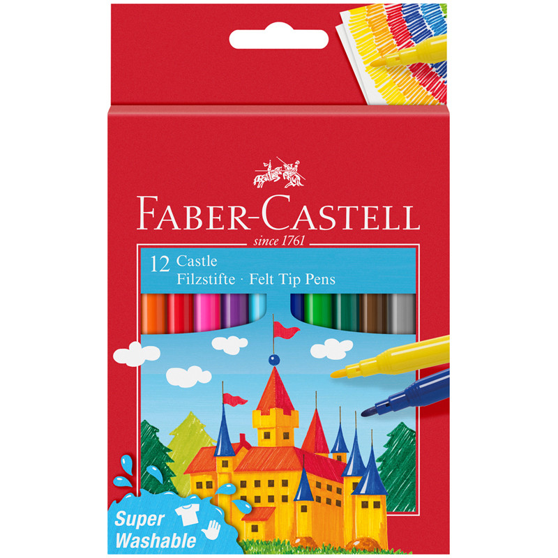Фломастеры Faber-Castell "Замок", 12цв., смываемые, картон, европодвес, 315947