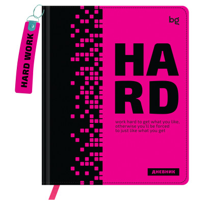 Дневник 1-11 кл. 48л. (твердый) BG "Hard. Pink", иск. кожа, печать, брелок, ляссе, 376671