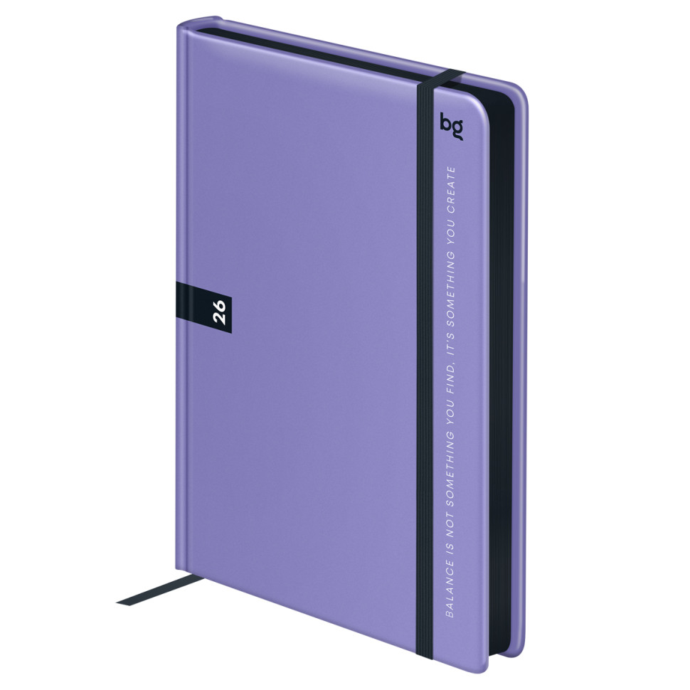 Ежедневник датированный 2026, А5, 7БЦ BG"Monochrome. Mauve", лиловый, soft touch, 380698