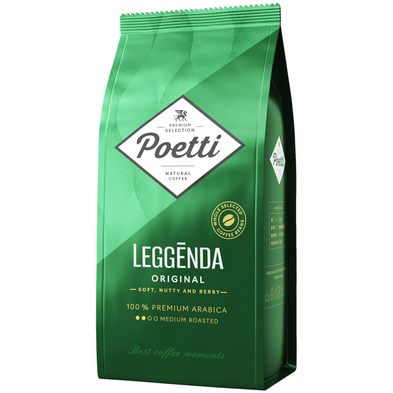 Кофе в зернах Poetti "Leggenda Original", вакуумный пакет, 1кг, 351421 Кофе в зернах Poetti "Leggenda Original", вакуумный пакет, 1кг, 351421
