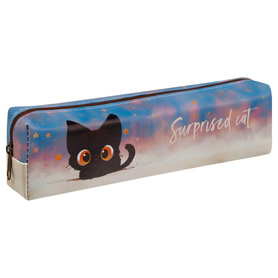 Пенал мягкий 200*55*40 MESHU "Surprised Cat", искусственная кожа, 378940