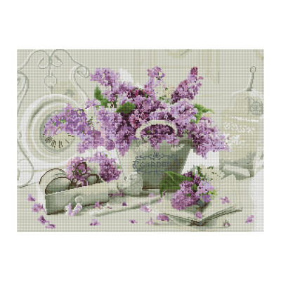 Алмазная мозаика ТРИ СОВЫ "Сирень", 50*70см, холст, картонная коробка с пластиковой ручкой, 344335