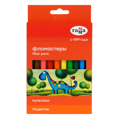 Фломастеры Гамма "Мультики", 10цв., смываемые, картон. упак., европодвес, 356548