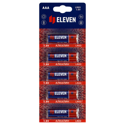 Батарейка Eleven AAA (LR03) алкалиновая, BC5 отрывной набор, 25 штук, 358393