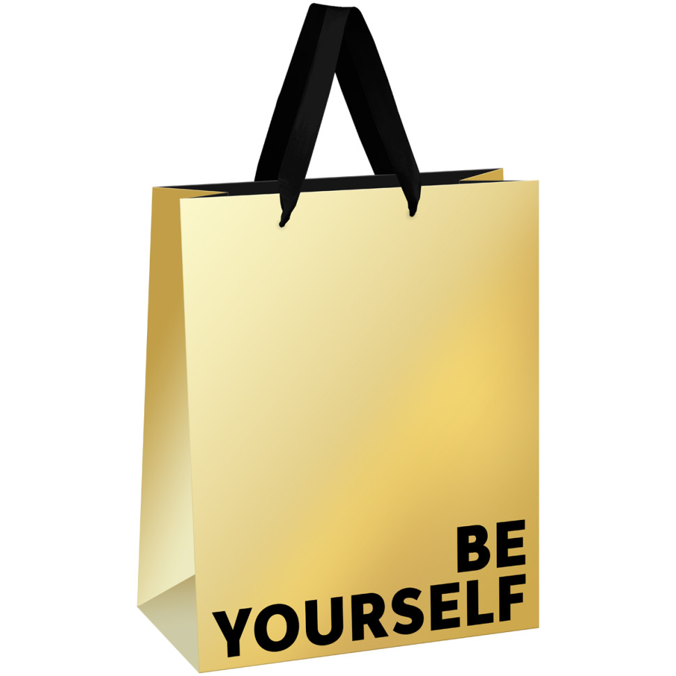 Пакет подарочный 26*32*12см MESHU "Be yourself", металлизированный картон, 371155