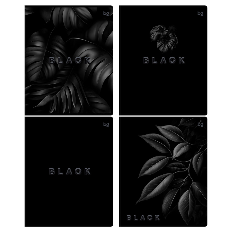 Тетрадь 48л., А5, клетка BG "Just Black", soft-touch ламинация, выб.лак, 16 штук, 378254