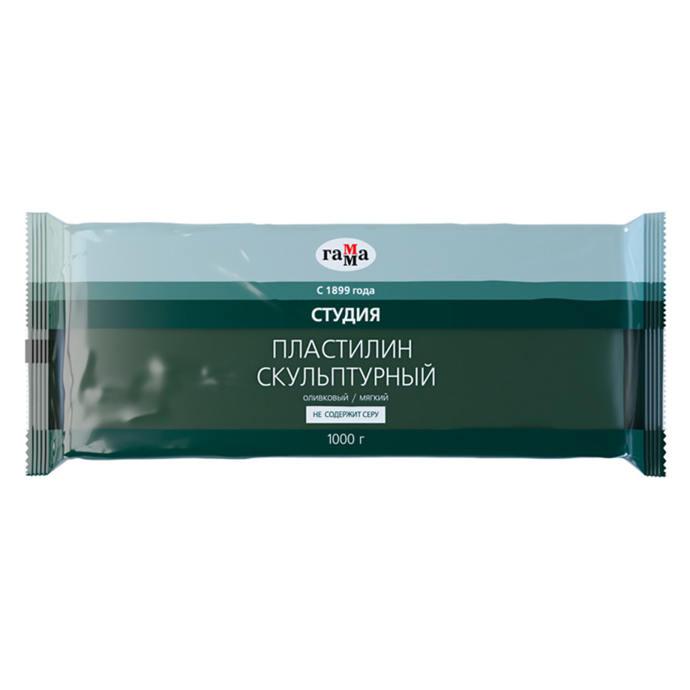 Пластилин скульптурный Гамма "Студия", оливковый, мягкий, 1кг, пакет, 154953