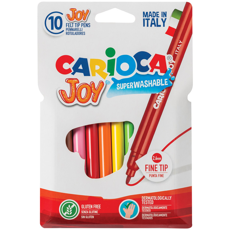 Фломастеры Carioca "Joy", 10цв., смываемые, картон, европодвес, 002715