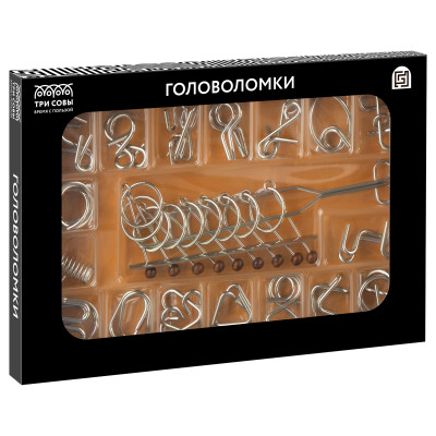 Набор металлических головоломок ТРИ СОВЫ, 18шт., картонная коробка, 370204