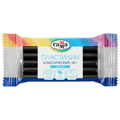 Пластилин Гамма "Классический", черный, 50г, 20 штук, 274085