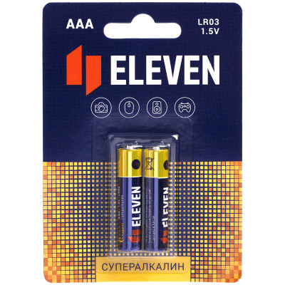 Батарейка Eleven SUPER AAA (LR03) алкалиновая, BC2, 18 штук, 301753