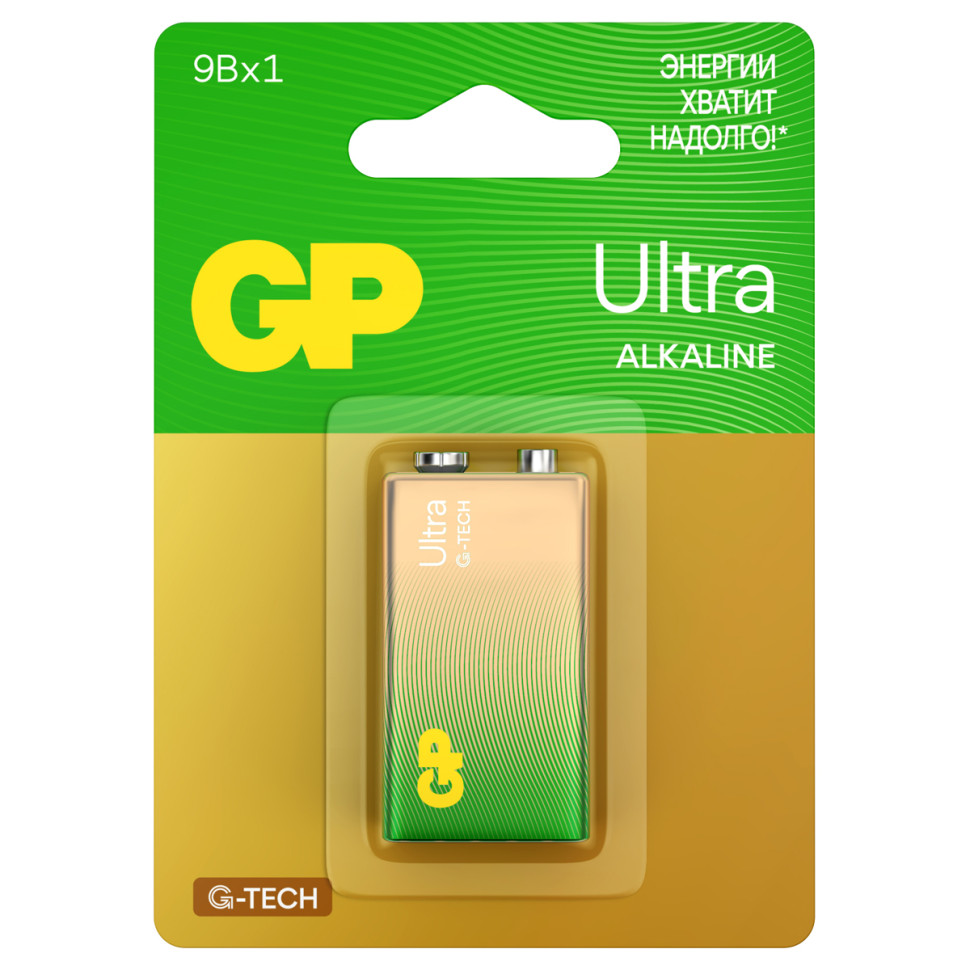 Батарейка GP Ultra G-Tech MN1604 (6LR61) Крона, алкалиновая, BC1, 374902