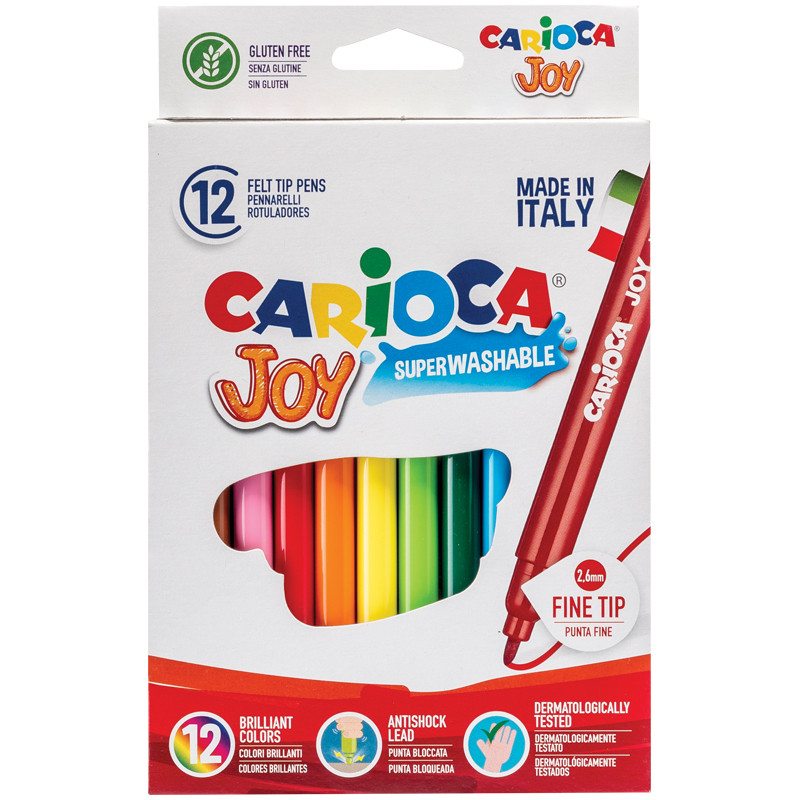 Фломастеры Carioca "Joy", 12цв., смываемые, картон, европодвес, 063677