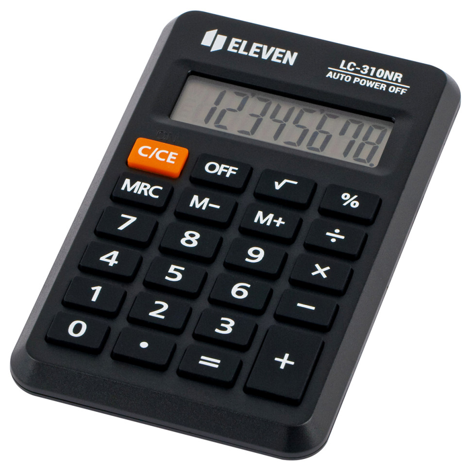 Калькулятор карманный Eleven LC-310NR, 8 разрядов, питание от батарейки, 69*114*14мм, черный, 339230