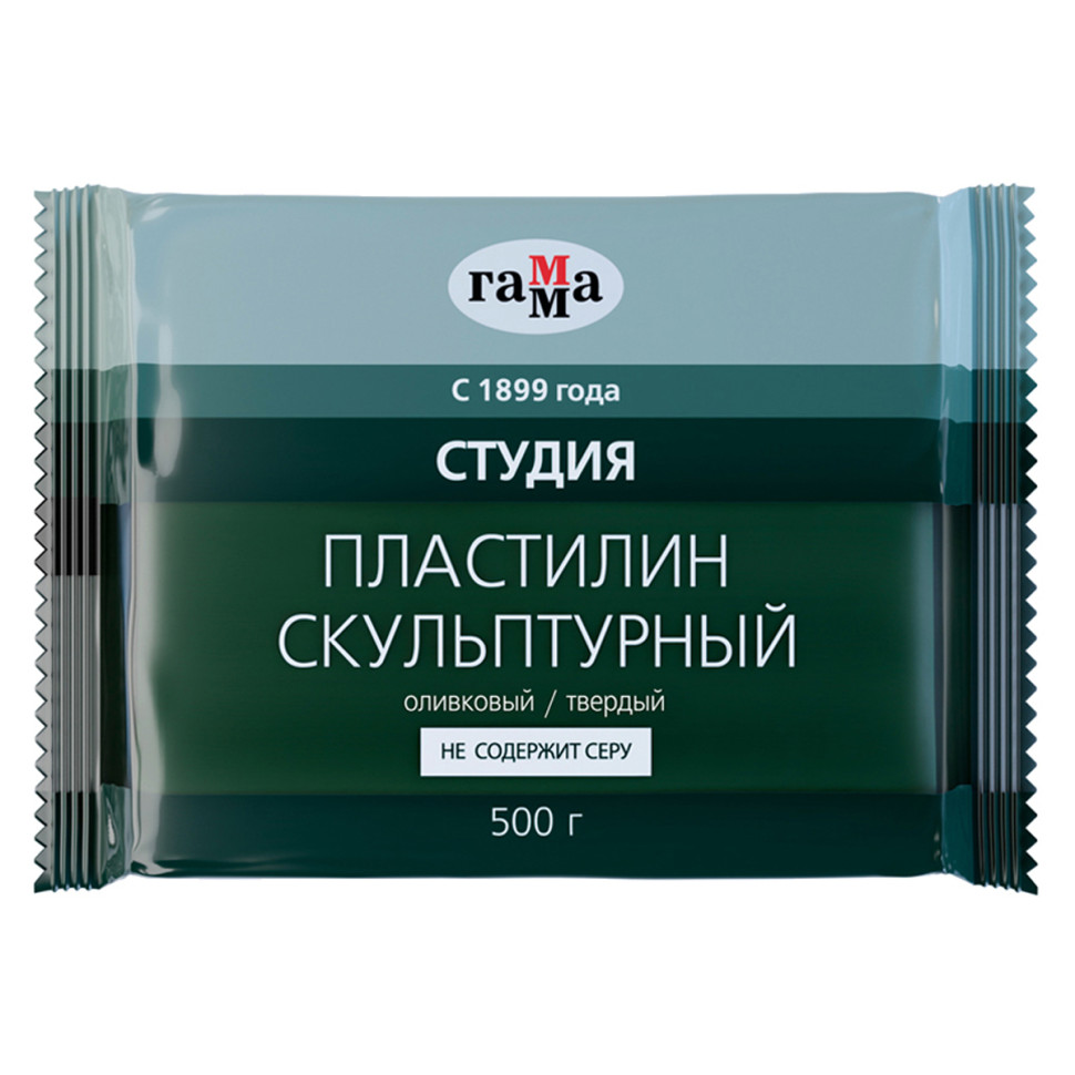 Пластилин скульптурный Гамма "Студия", оливковый, твердый, 500г, пакет, 117634
