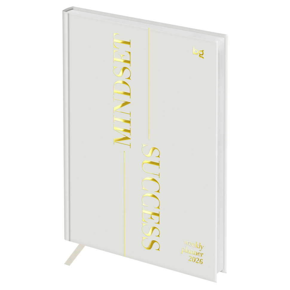 Еженедельник датированный 2026г., А5, 80л., 7БЦ, BG "Mindset. Linen", отд. фольгой 3D, 381943