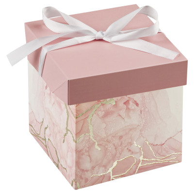 Коробка складная подарочная MESHU "Pink marble", (15*15*15см), с лентой, отд фольгой, 382896