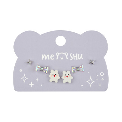 Серьги MESHU, бижутерия, серебристые, 3 пары, европодвес, 369282