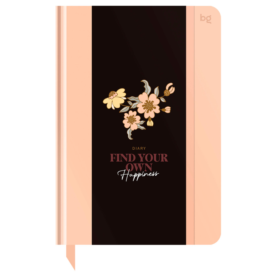 Ежедневник недатированный А5, 136л., 7БЦ BG "Flowery. Peach", глянцевая ламинация, отд.фольгой, 376416