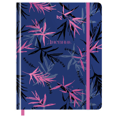 Дневник 1-11 кл. 48л. (твердый) BG "Leaves", иск. кожа, тиснение фольгой, печать, ляссе, на резинке, 366495