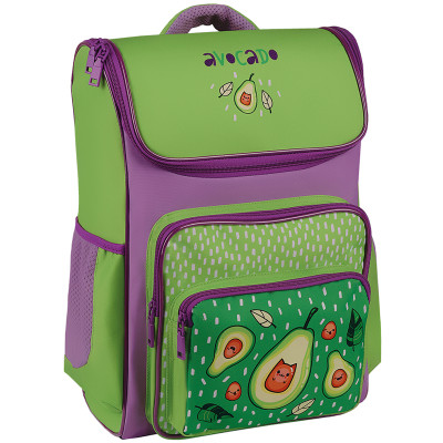 Ранец ArtSpace облегченный Happy School "Happy Avocado" 39*28*18см, 1 отделение, 4 кармана, анатомическая спинка, 331197