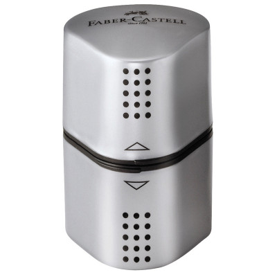 Точилка пластиковая Faber-Castell "Trio Grip 2001" 3 отверстия, 2 контейнера, серебряная, 286091