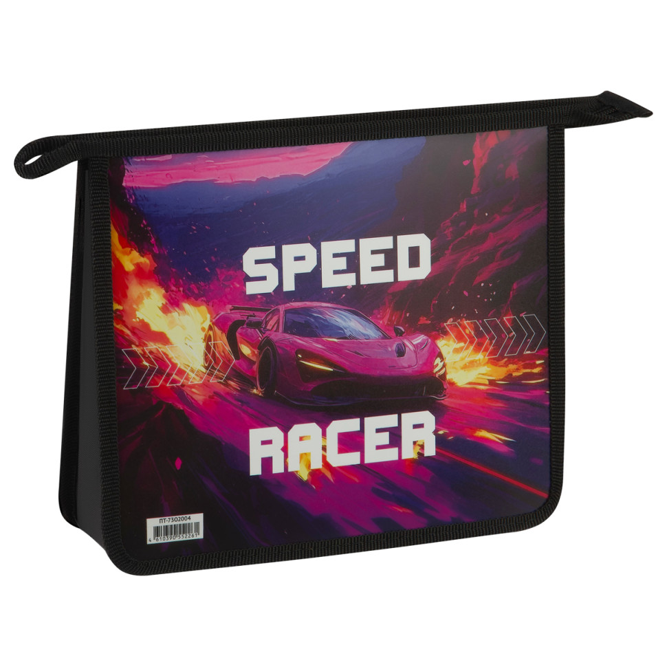 Папка для тетрадей 2 отделения, ArtSpace "Speed Racer", А5, пластик, на молнии, 380268