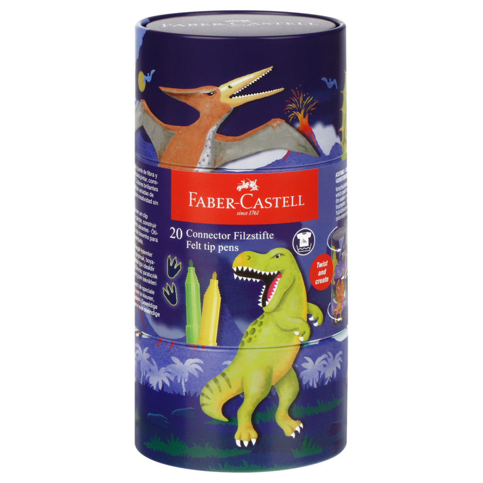 Набор для рисования Faber-Castell "Connector Dinosaur" 20 фломастеров, 375101