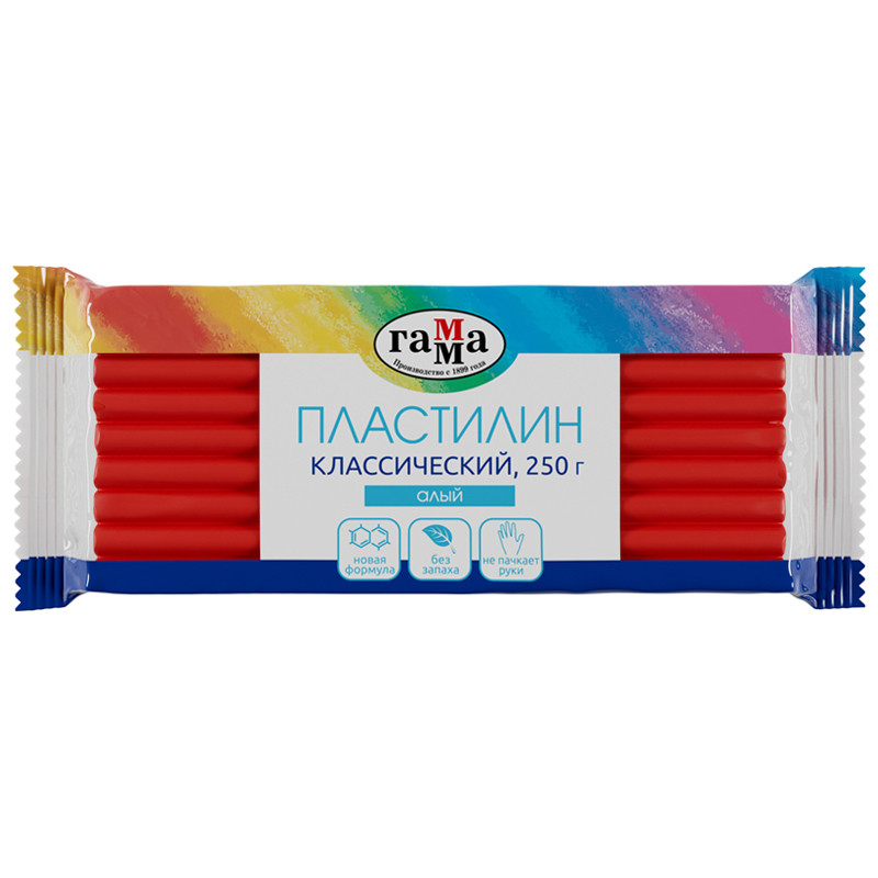 Пластилин Гамма "Классический", алый, 250г, 274069