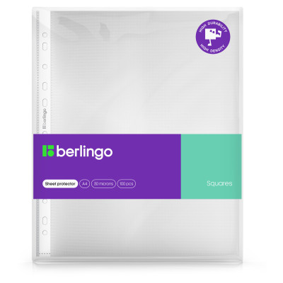 Папка-вкладыш с перфорацией Berlingo "Squares", А4, 30мкм, рельефная текстура, матовая, 300 штук, 343694