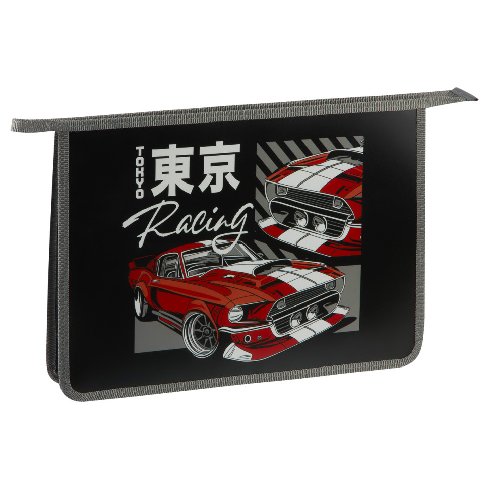 Папка для тетрадей 1 отделение, ArtSpace "Tokyo Racing", А4, пластик, на молнии, 380271
